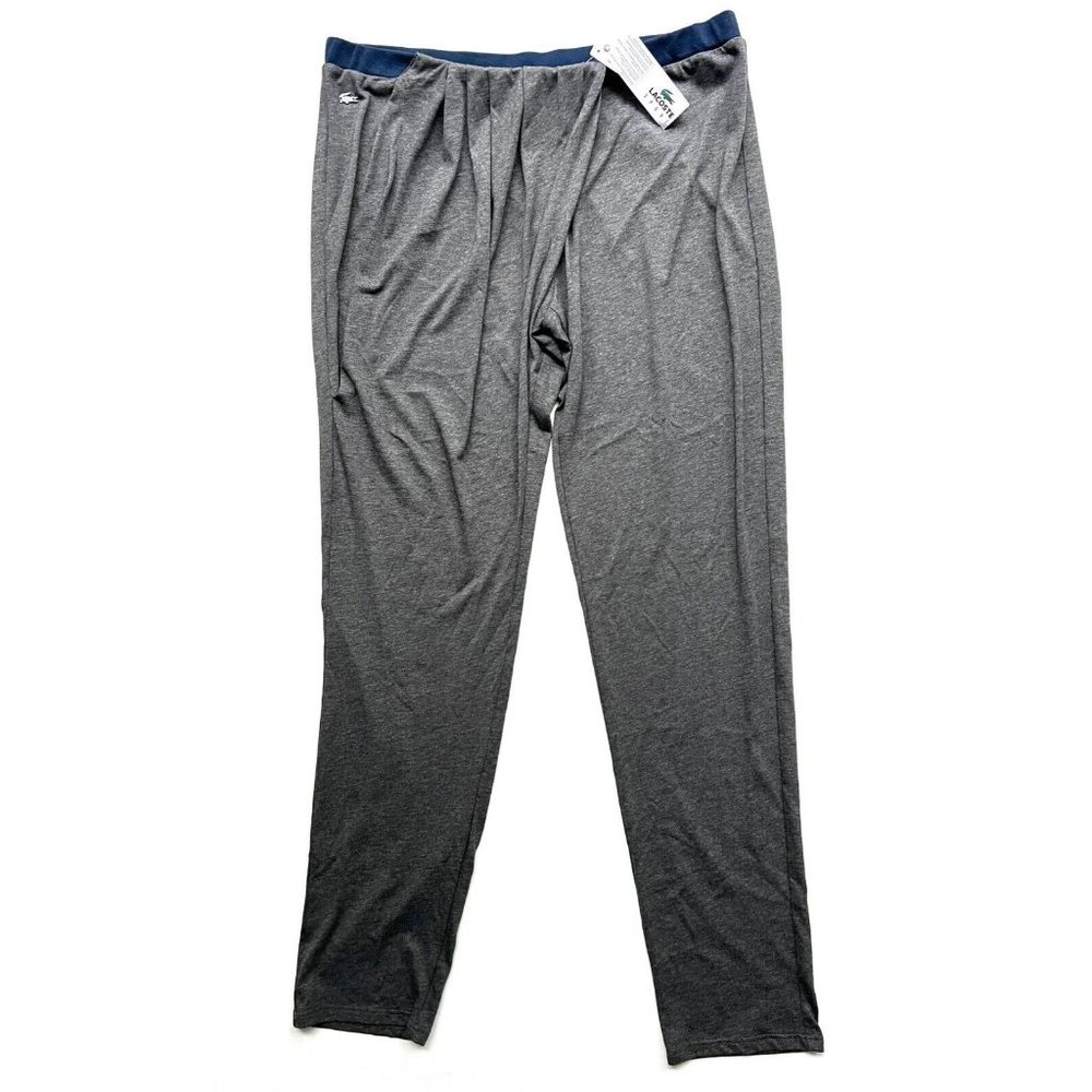 Lacoste Pleated Lounge Pants Charcoal Blue Band